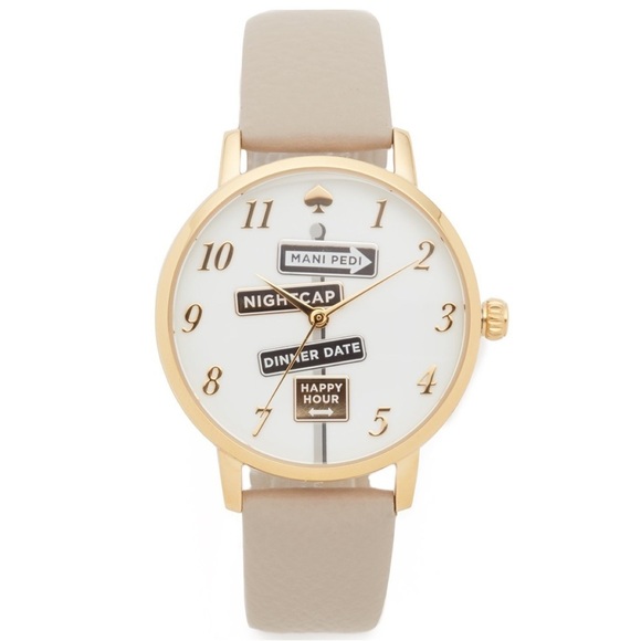 KATE SPADE • Street Signs Metro Grey Leather Watch - Picture 1 of 7